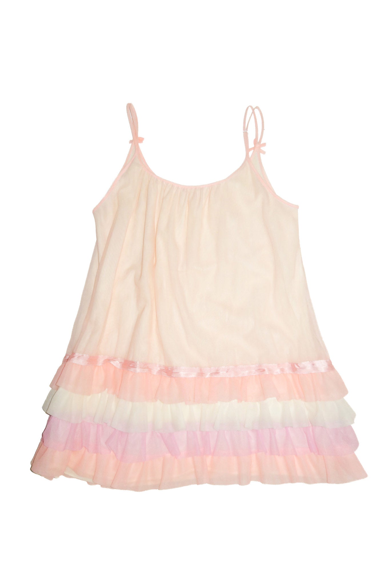 1980's sheer nylon ruffle camisole
 pink.
