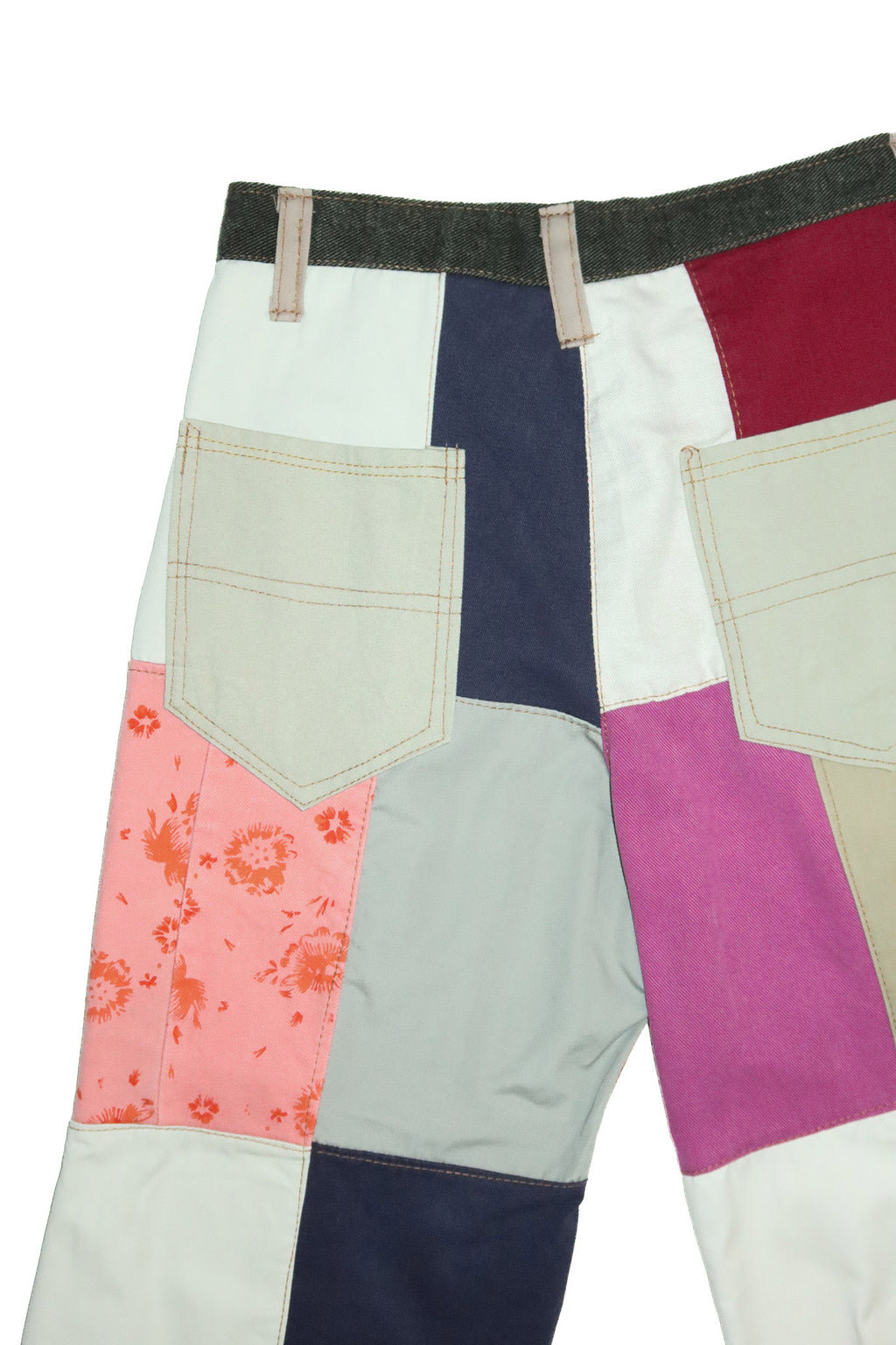 handmade patchwork wide leg trousers pink/orange.