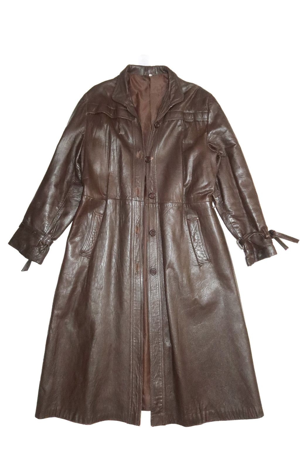 1980’s taube collection leather trench coat brown.