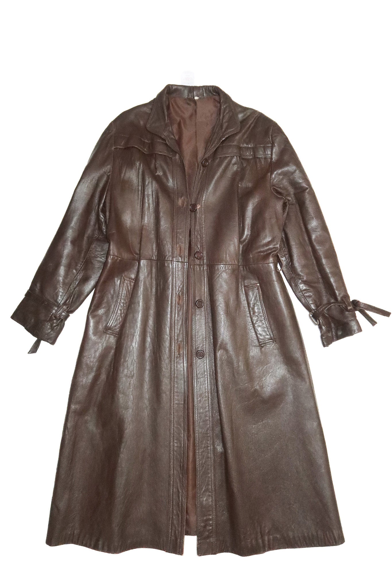1980’s taube collection leather trench coat brown.