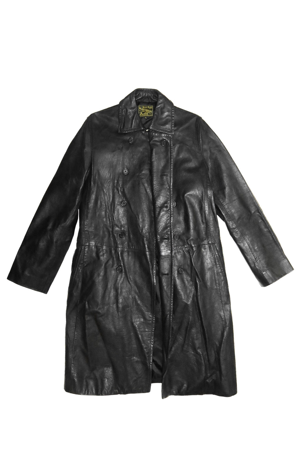1990’s blues heroes leather trench coat black.