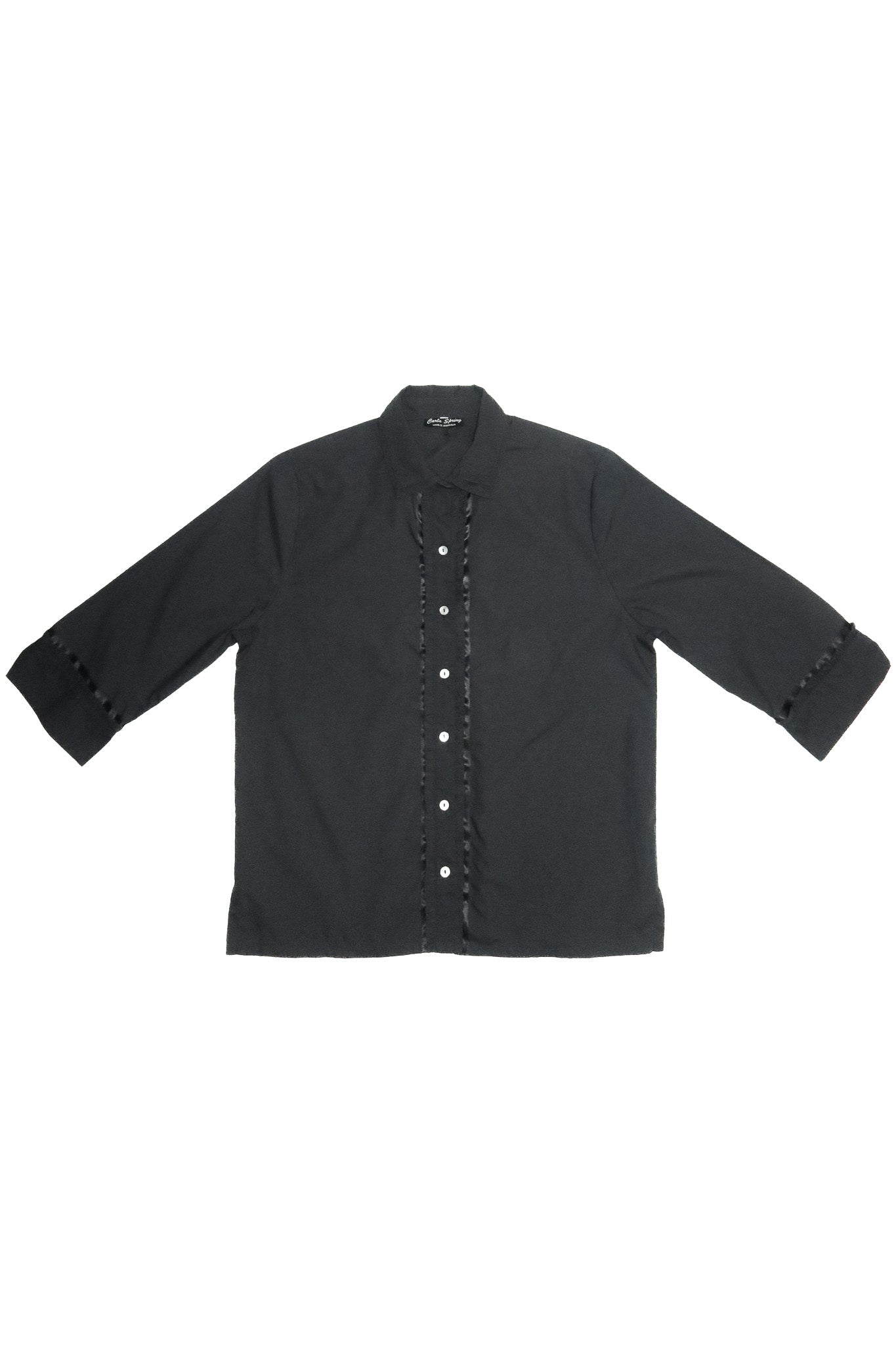 1990’s carla spring ruffle button up top black.