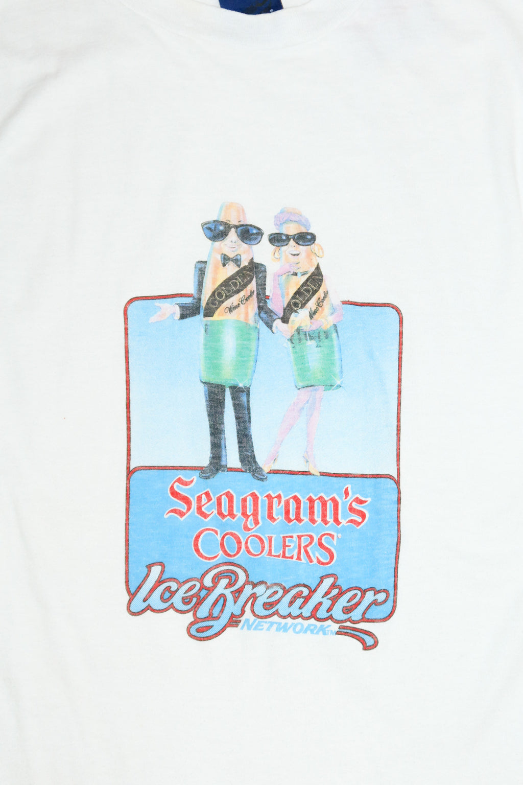 1980's seagram's coolers ice breaker network t-shirt white.