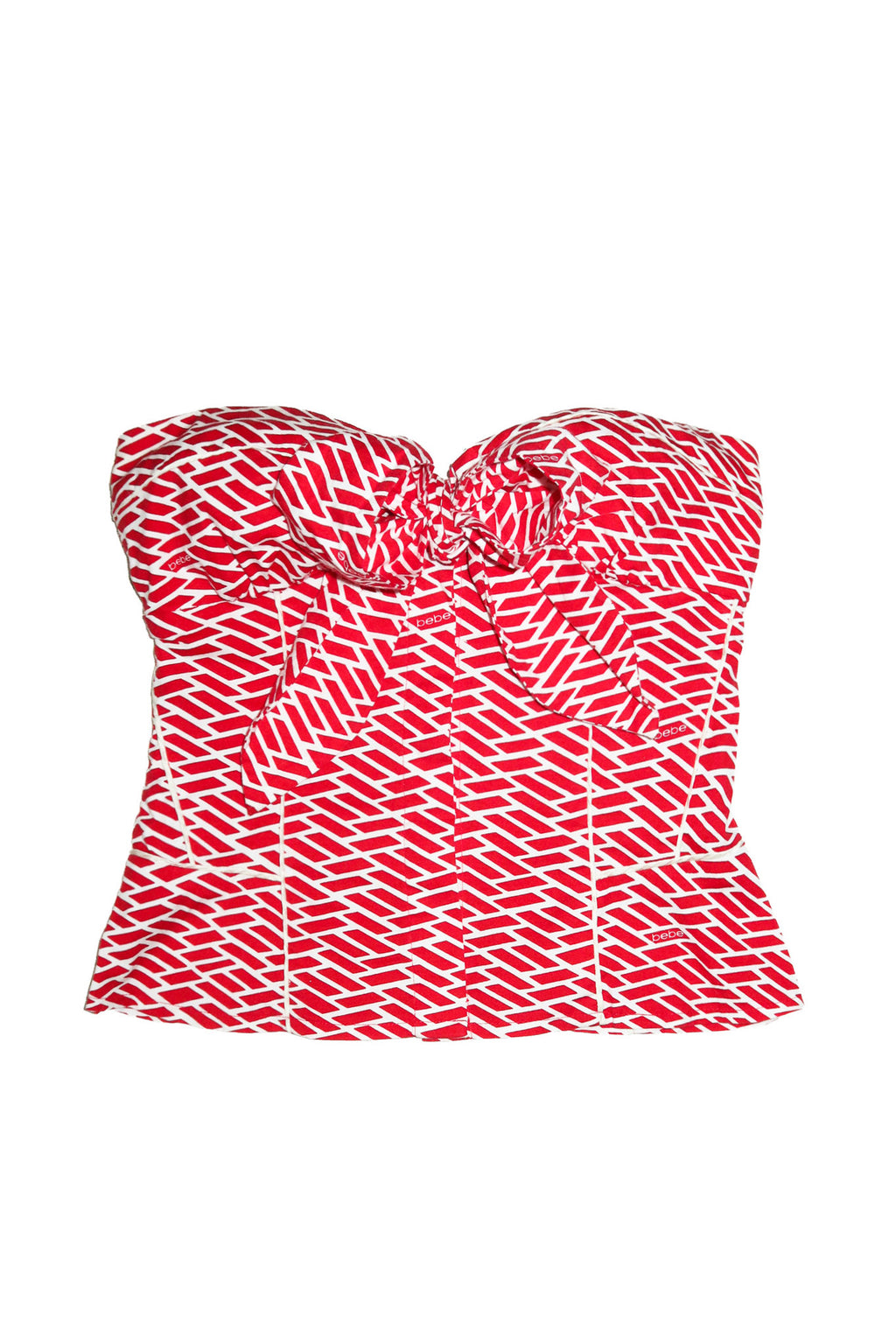2000’s bebe monogram bow corset top red/ white.