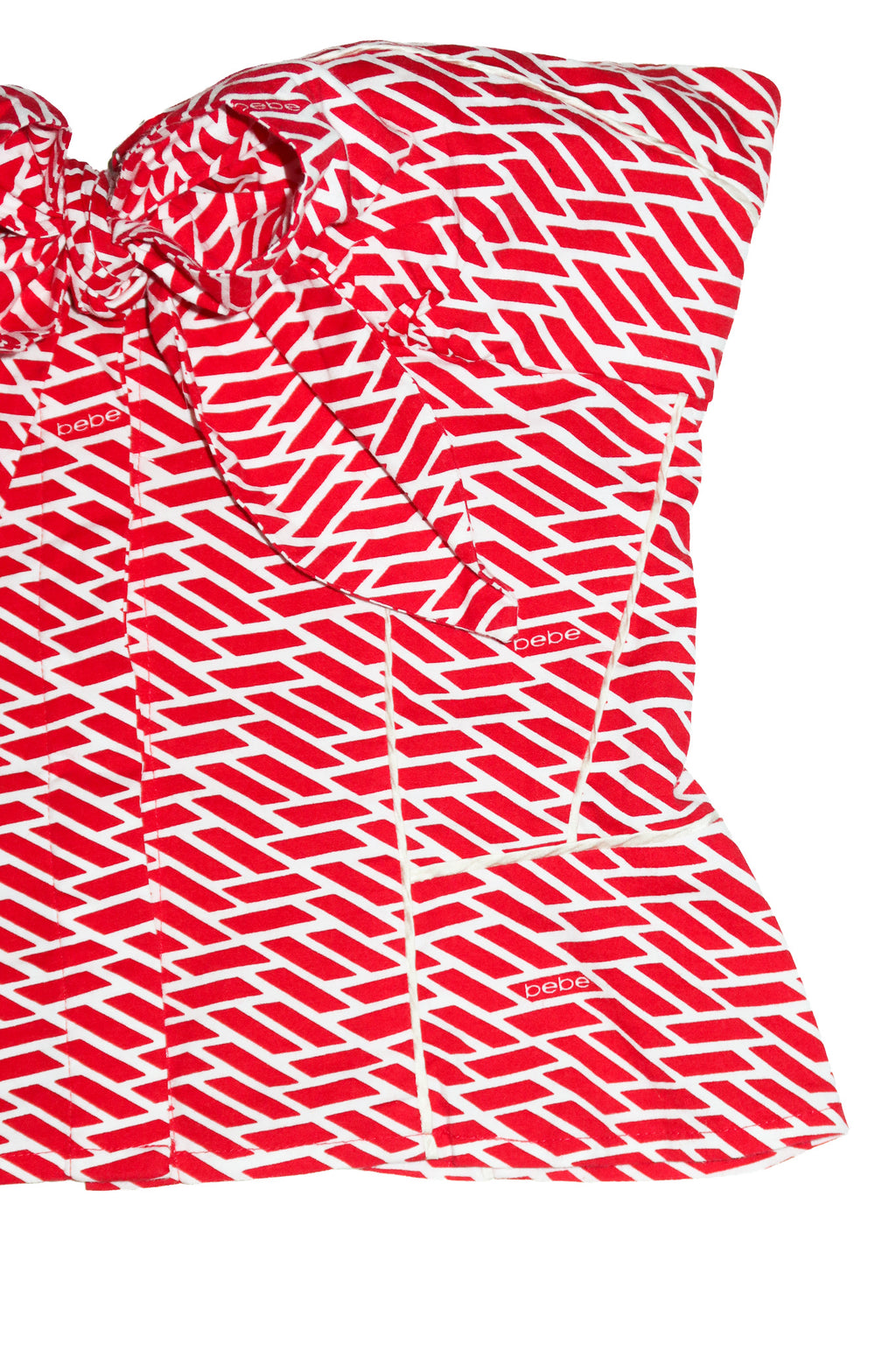 2000’s bebe monogram bow corset top red/ white.