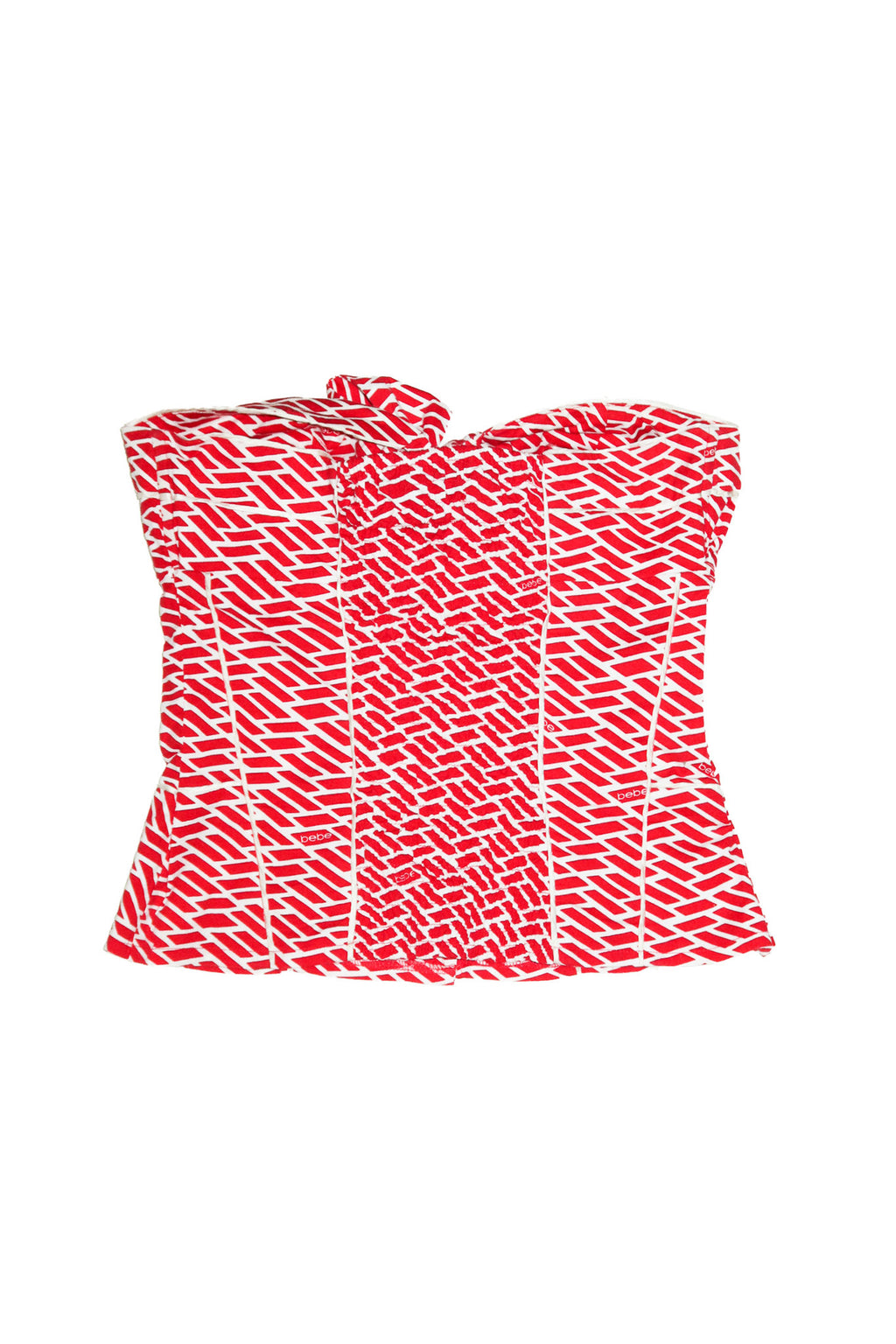 2000’s bebe monogram bow corset top red/ white.