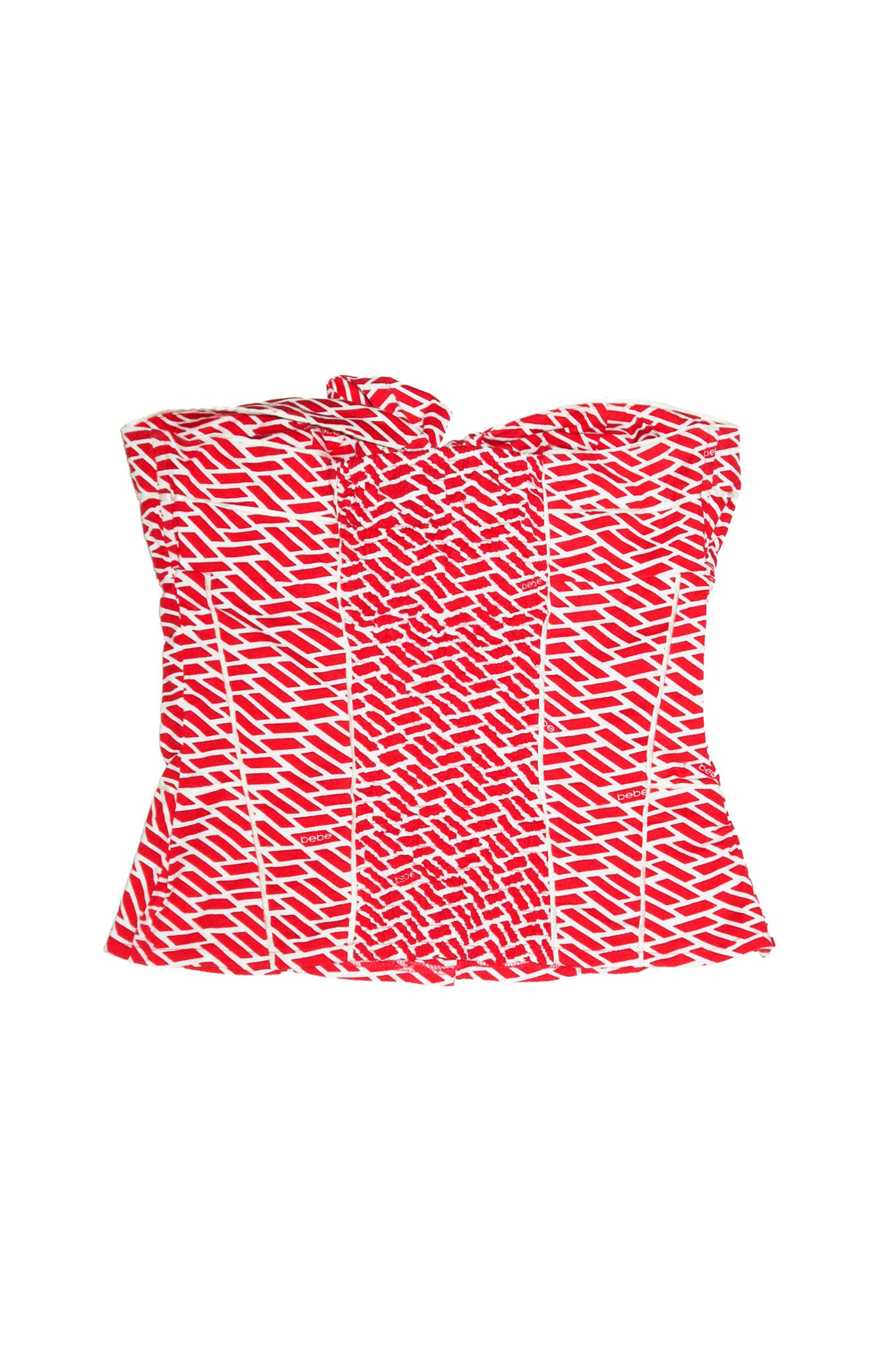 2000’s bebe monogram bow corset top red/ white.