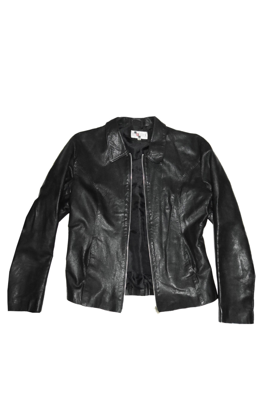 2000’s casuals leather zip jacket black.