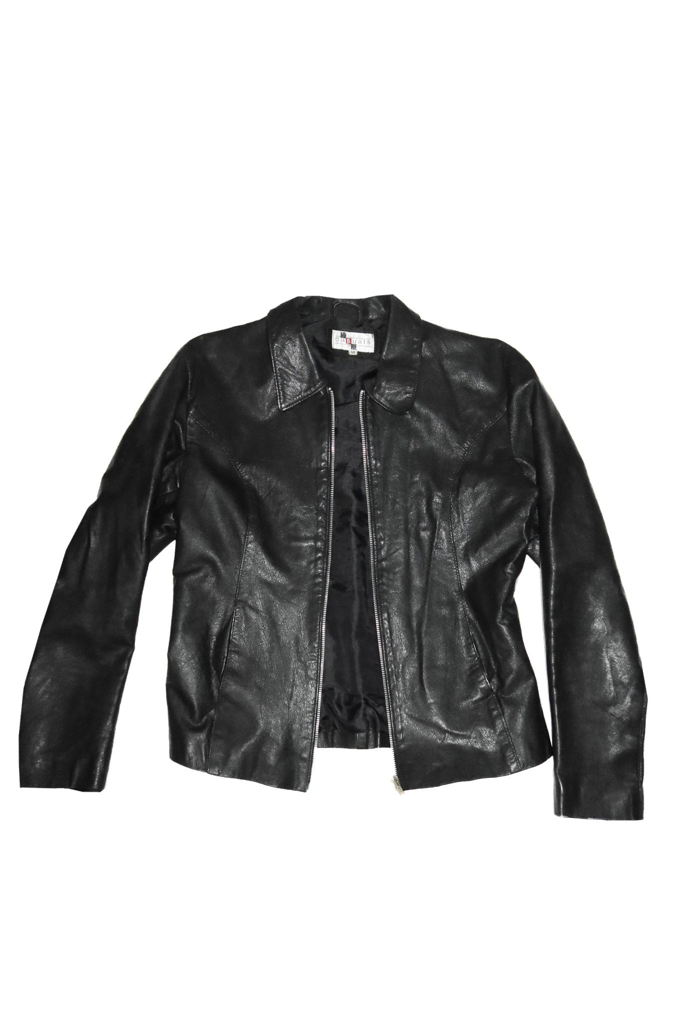 2000’s casuals leather zip jacket black.