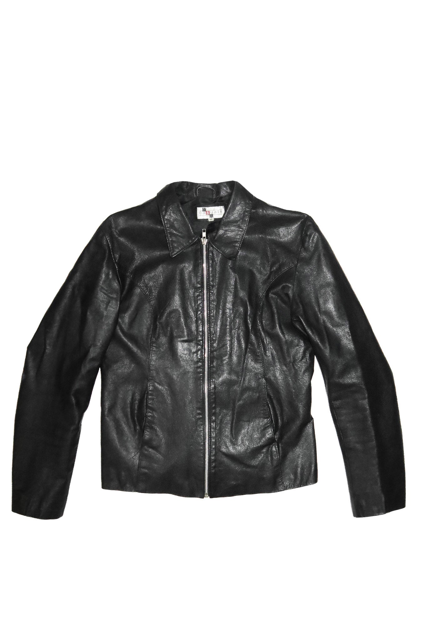 2000’s casuals leather zip jacket black.