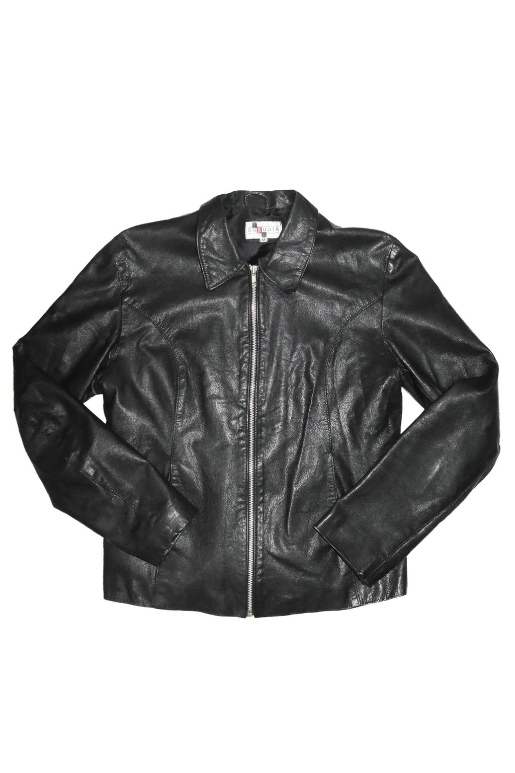 2000’s casuals leather zip jacket black.