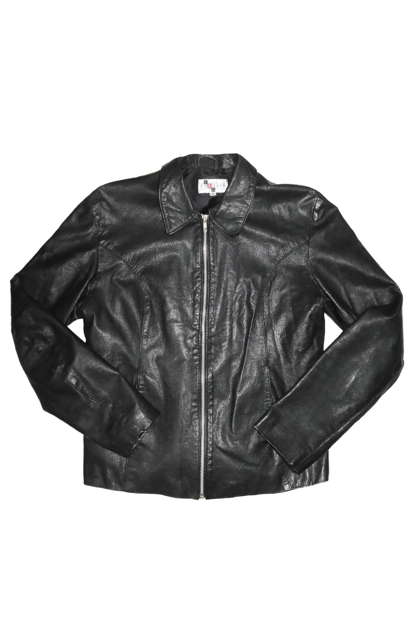 2000’s casuals leather zip jacket black.