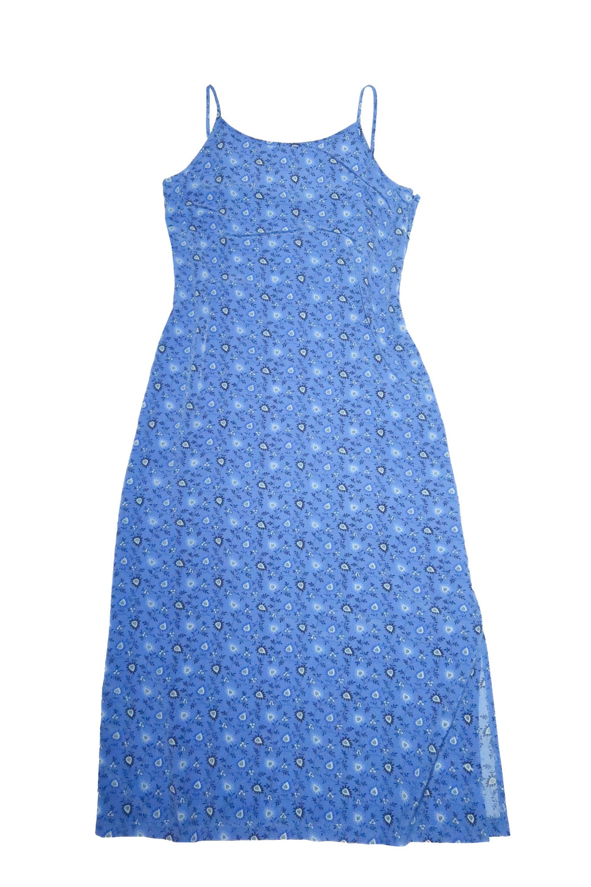 1990s privilege australia floral bias cut maxi slip dress blue.