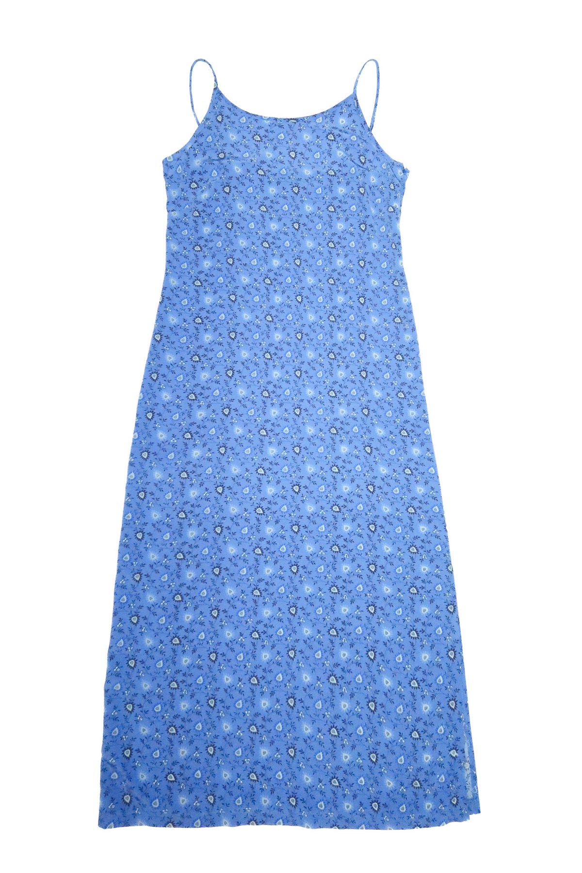 1990s privilege australia floral bias cut maxi slip dress blue.