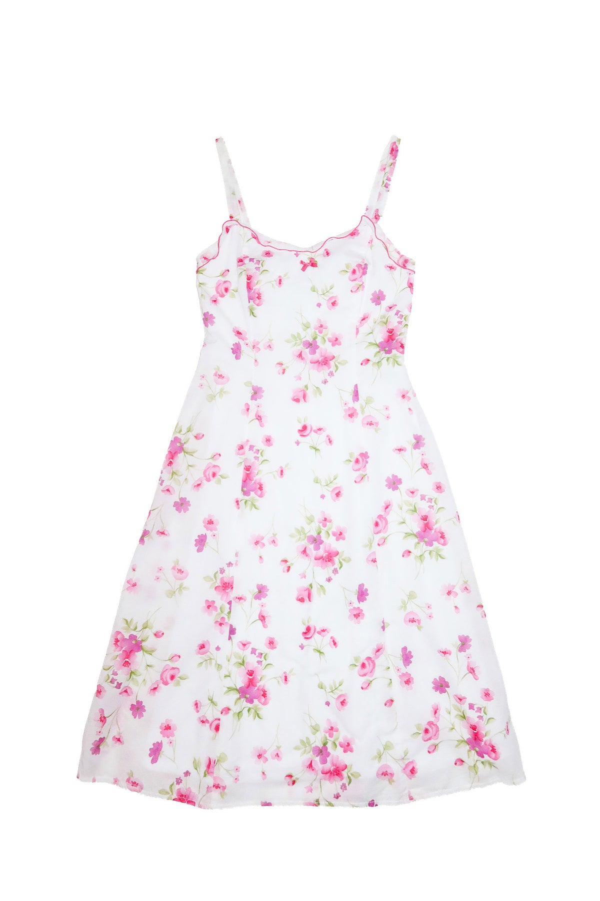 1990s celia ryan floral tie strap mini dress white/pink.