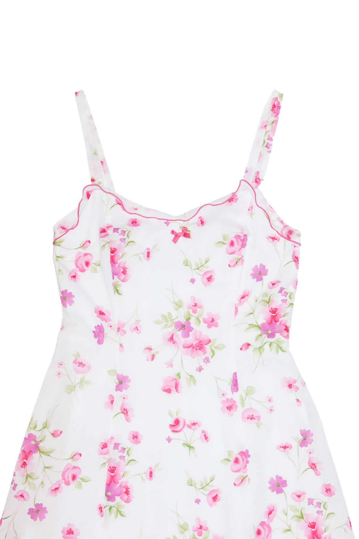 1990s celia ryan floral tie strap mini dress white/pink.