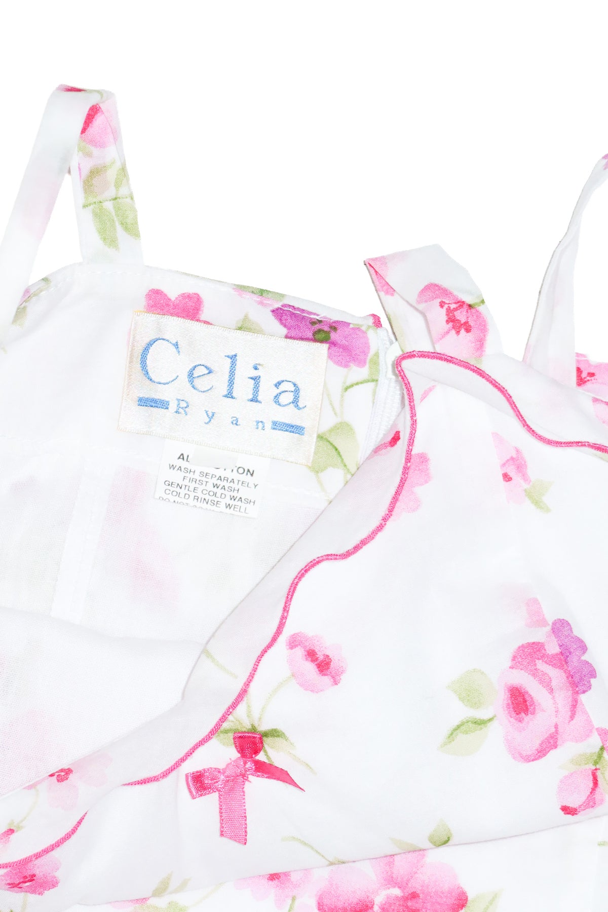 1990s celia ryan floral tie strap mini dress white/pink.