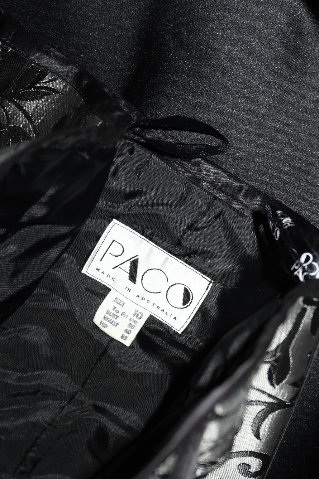 1990's PACO flocked mesh corset & maxi skirt set black.