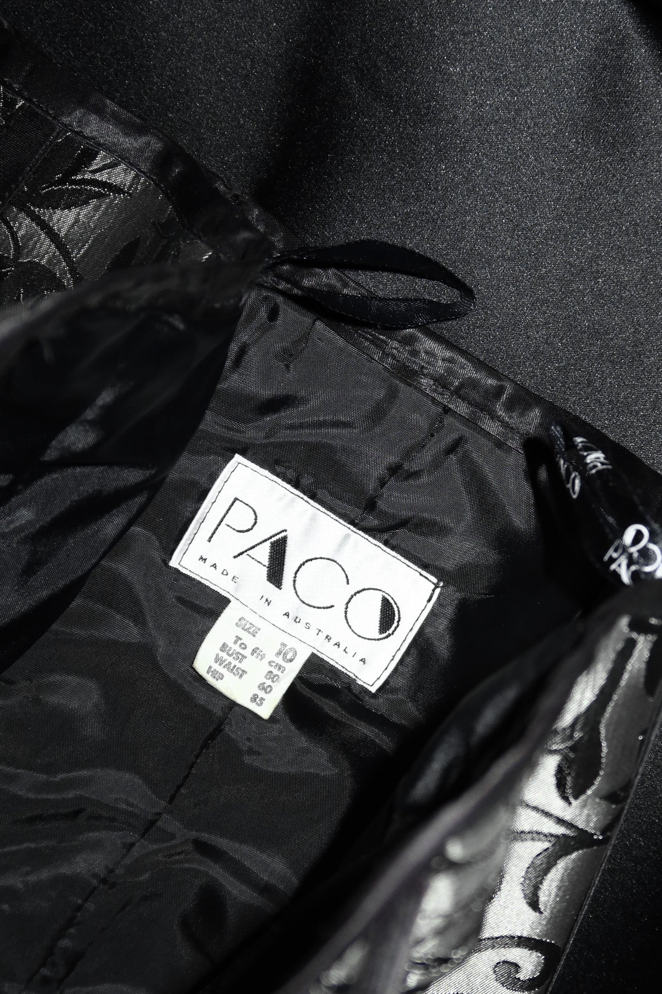 1990's PACO flocked mesh corset & maxi skirt set black.