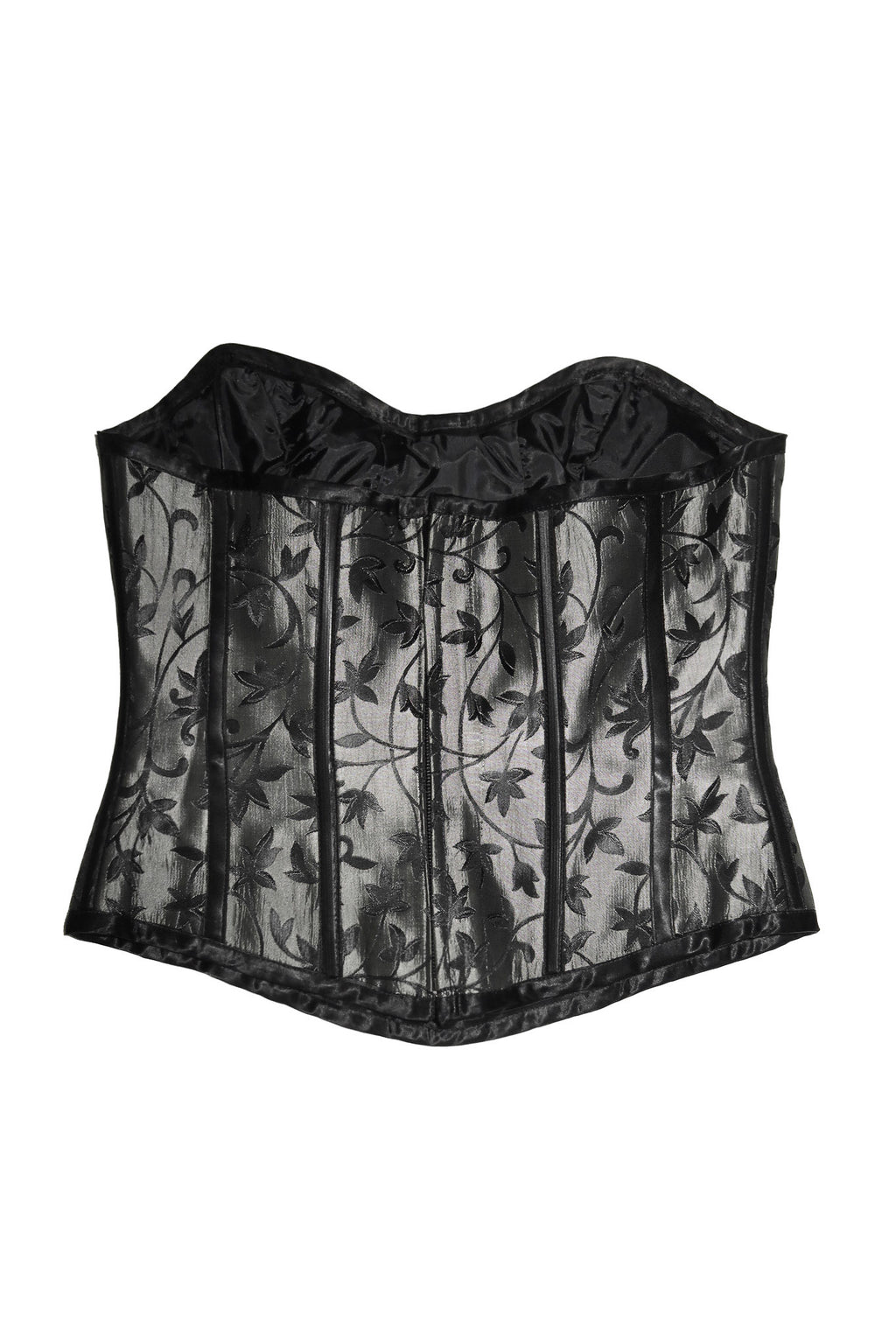 1990's PACO flocked mesh corset & maxi skirt set black.