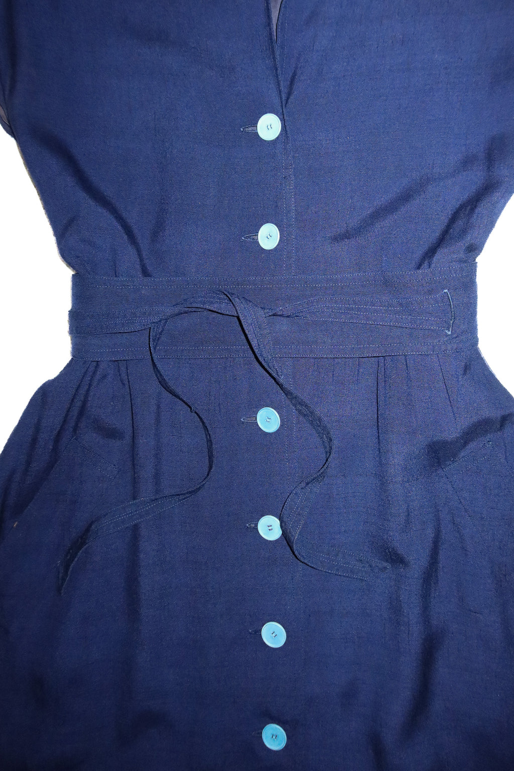 1970's nina ricci boutique belted shirt dress navy.