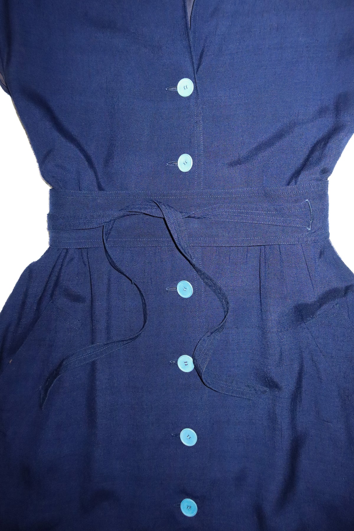 1970's nina ricci boutique belted shirt dress navy.