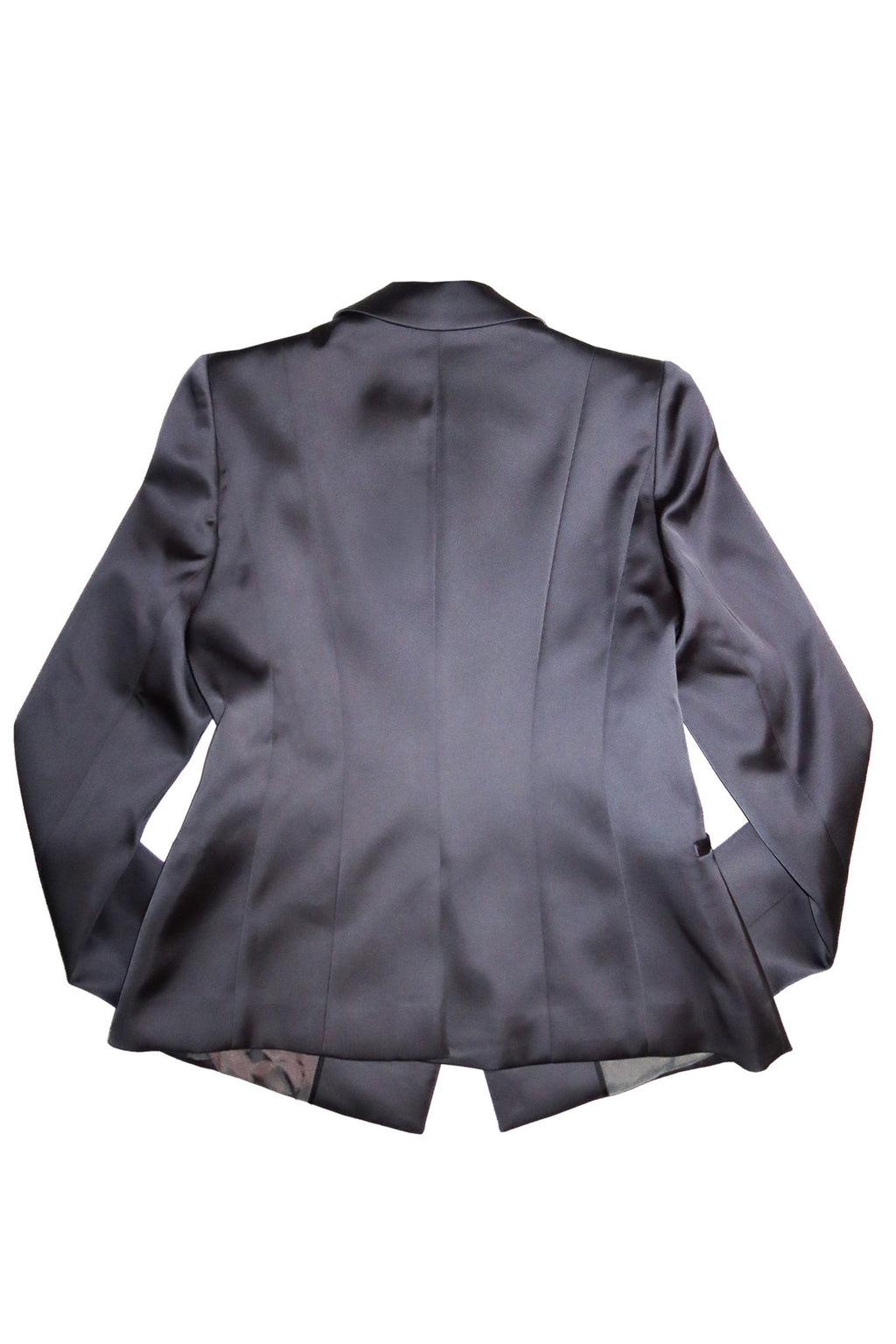 cue satin finish tailored blazer charcoal.