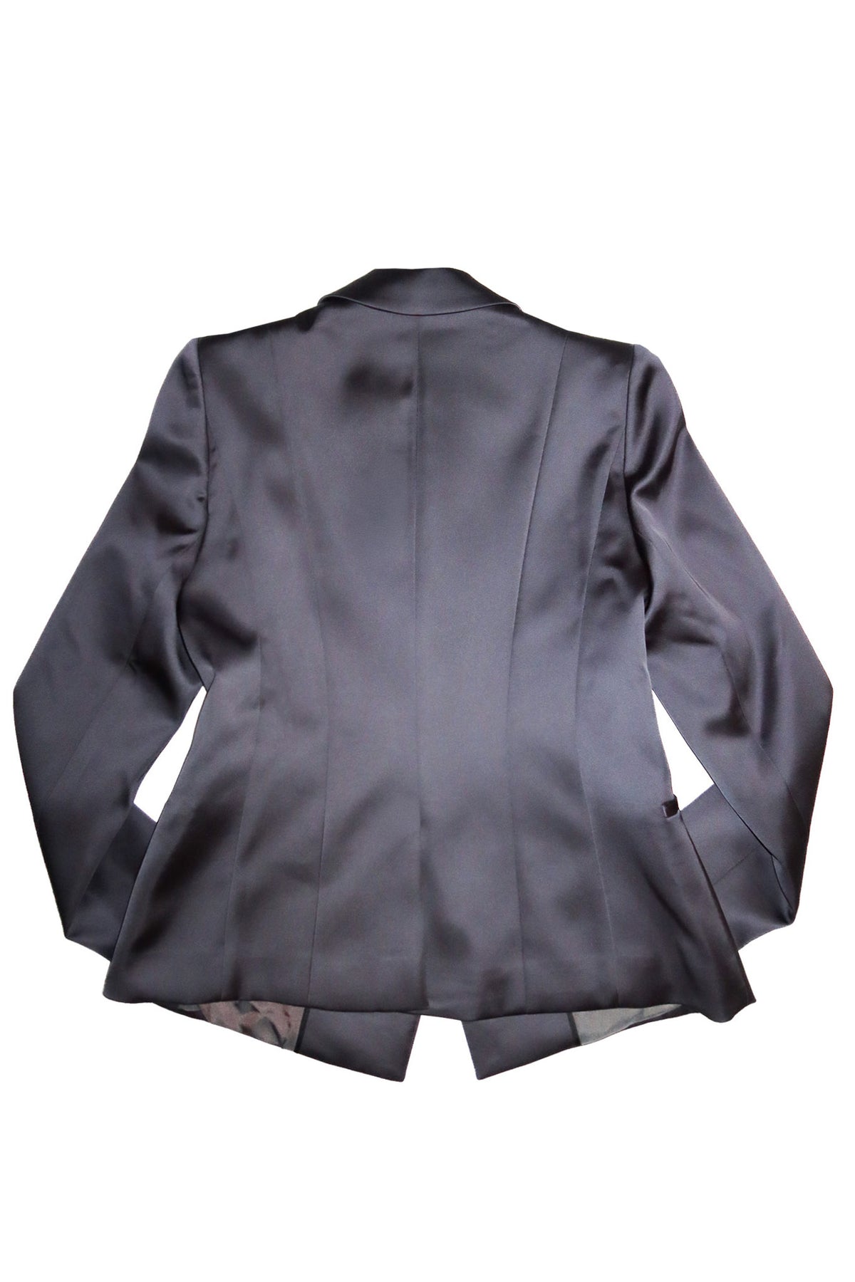 cue satin finish tailored blazer charcoal.