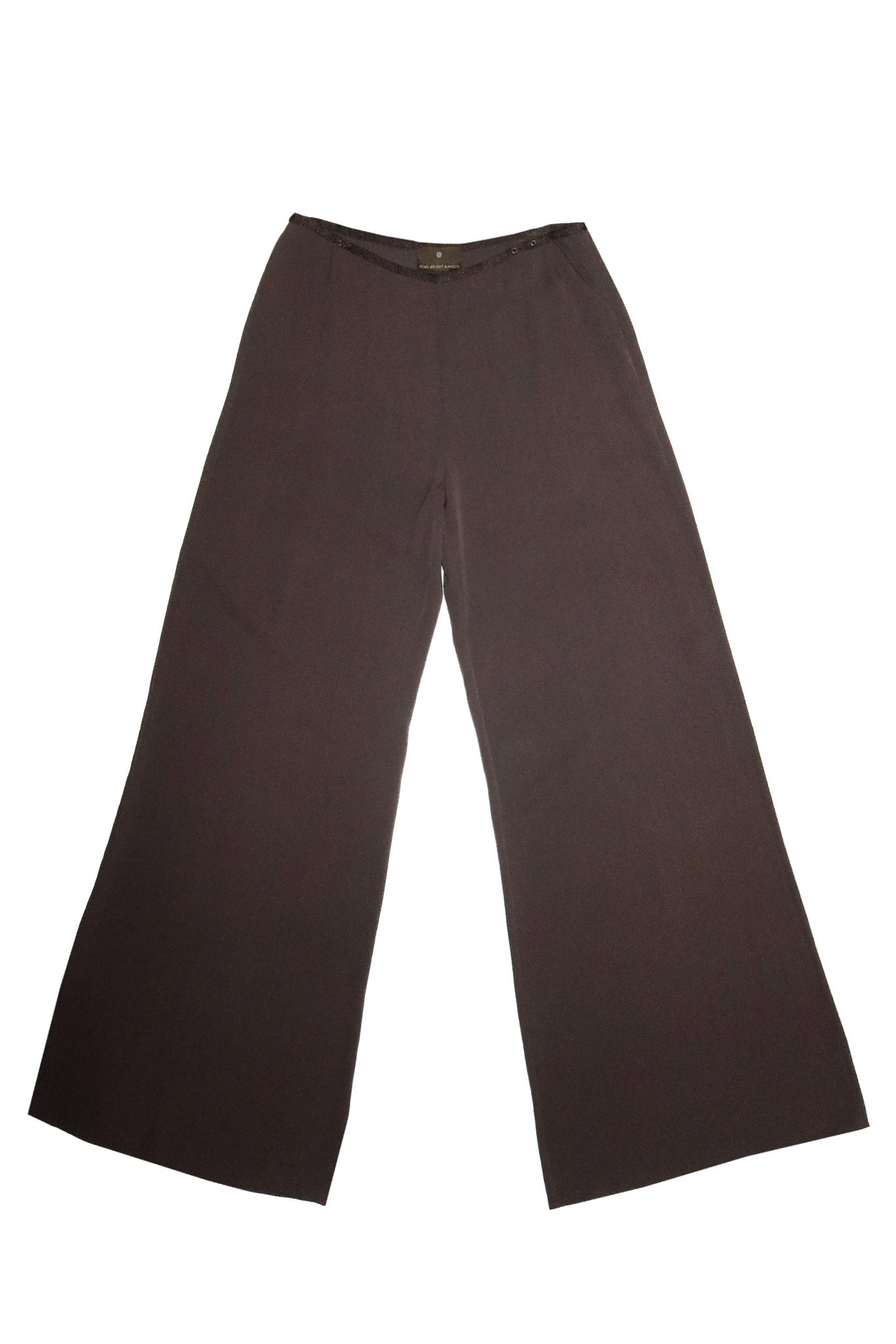 2000's fenn wright manson crepe wide leg trousers brown.