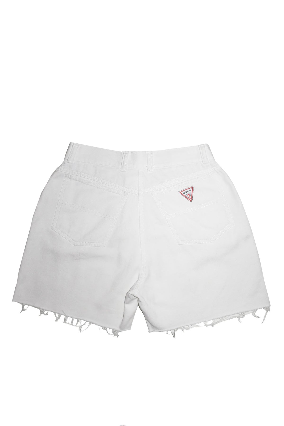 1990’s replay high waisted denim cut off shorts white.