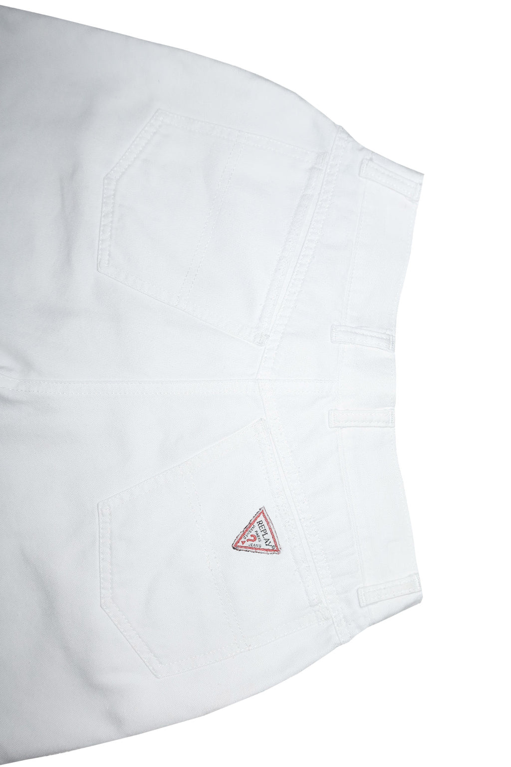 1990’s replay high waisted denim cut off shorts white.