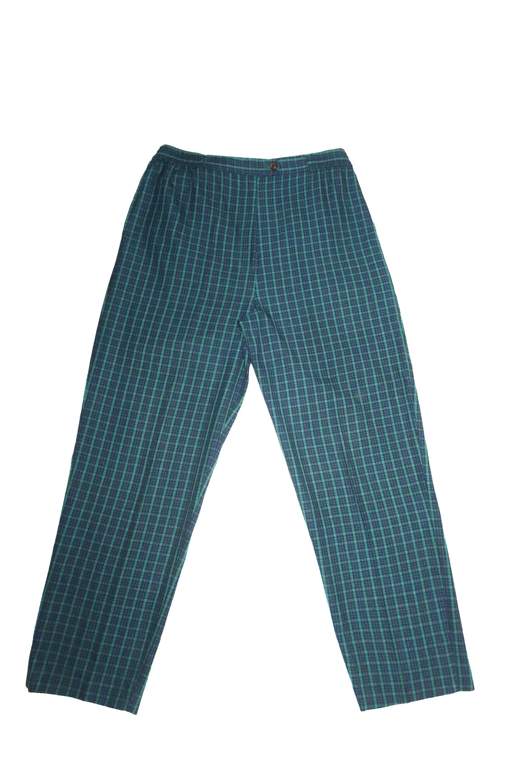 1980's weekend casuals tartan two piece suit green/ blue.