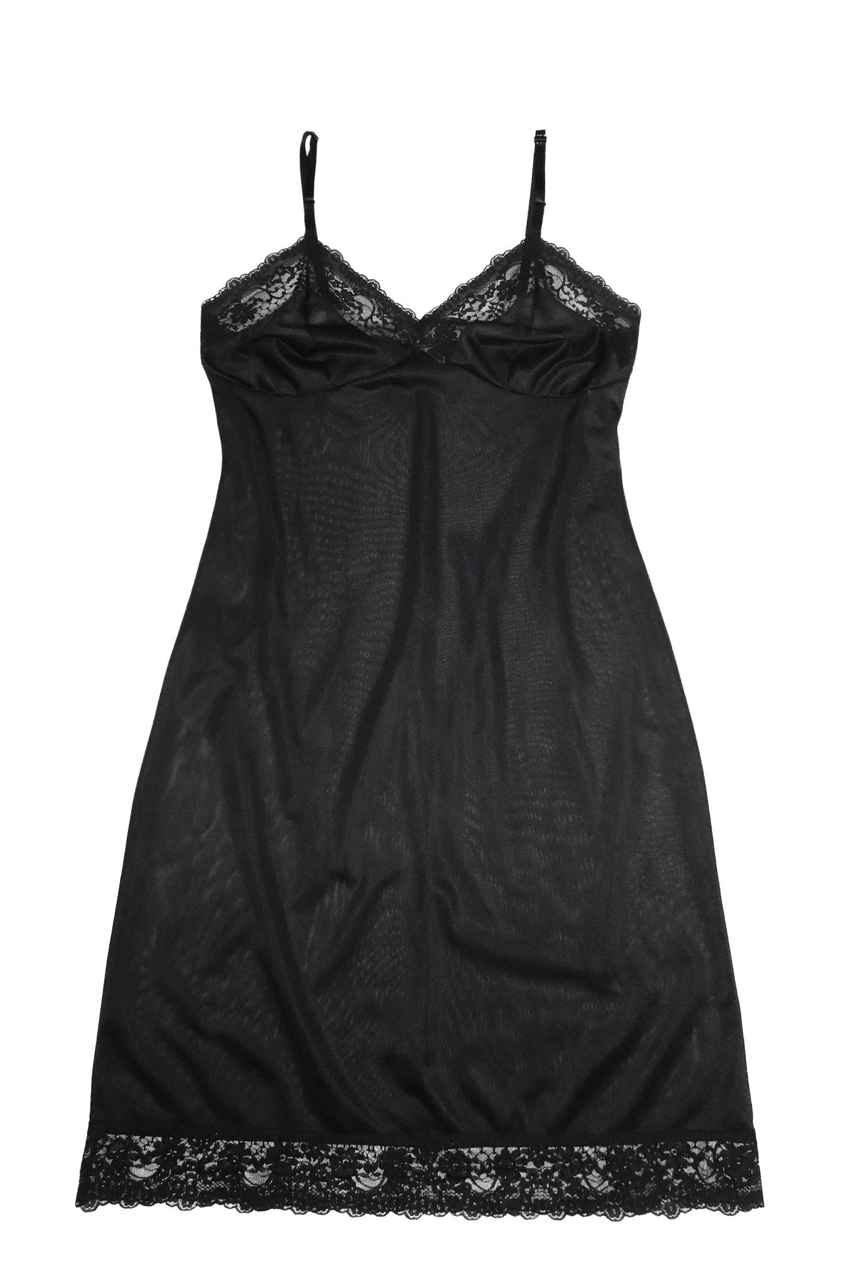 1990's australian made lace nylon slip mini dress black.
