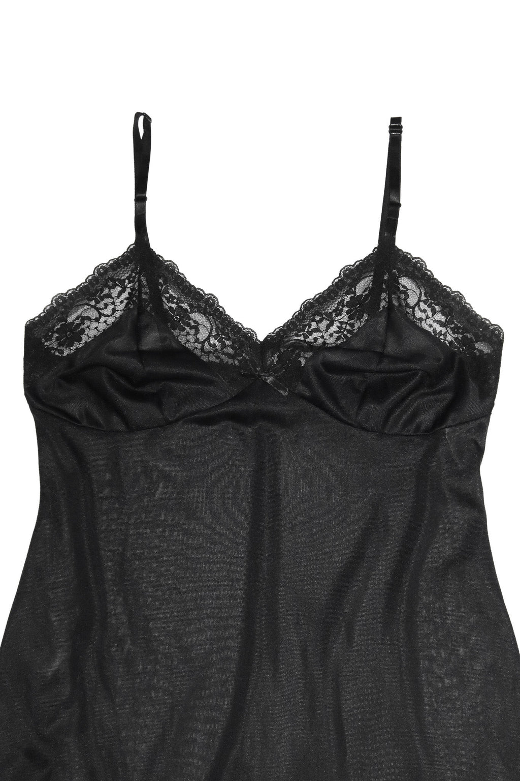 1990's australian made lace nylon slip mini dress black.