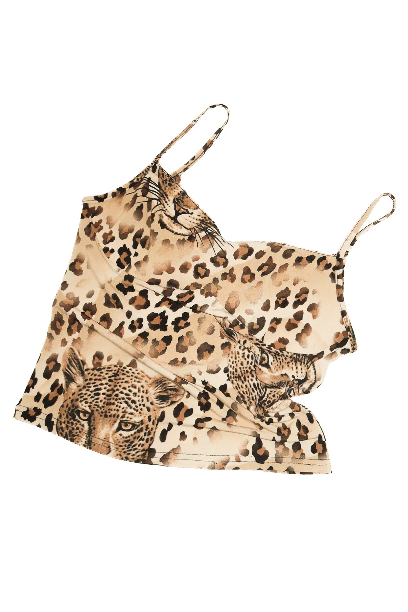 2000's rose noire paris leopard print mesh cami top beige.
