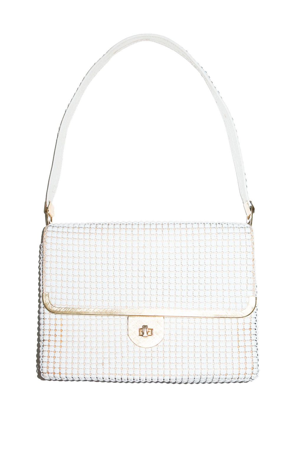 1970's oroton glomesh shoulder bag white.