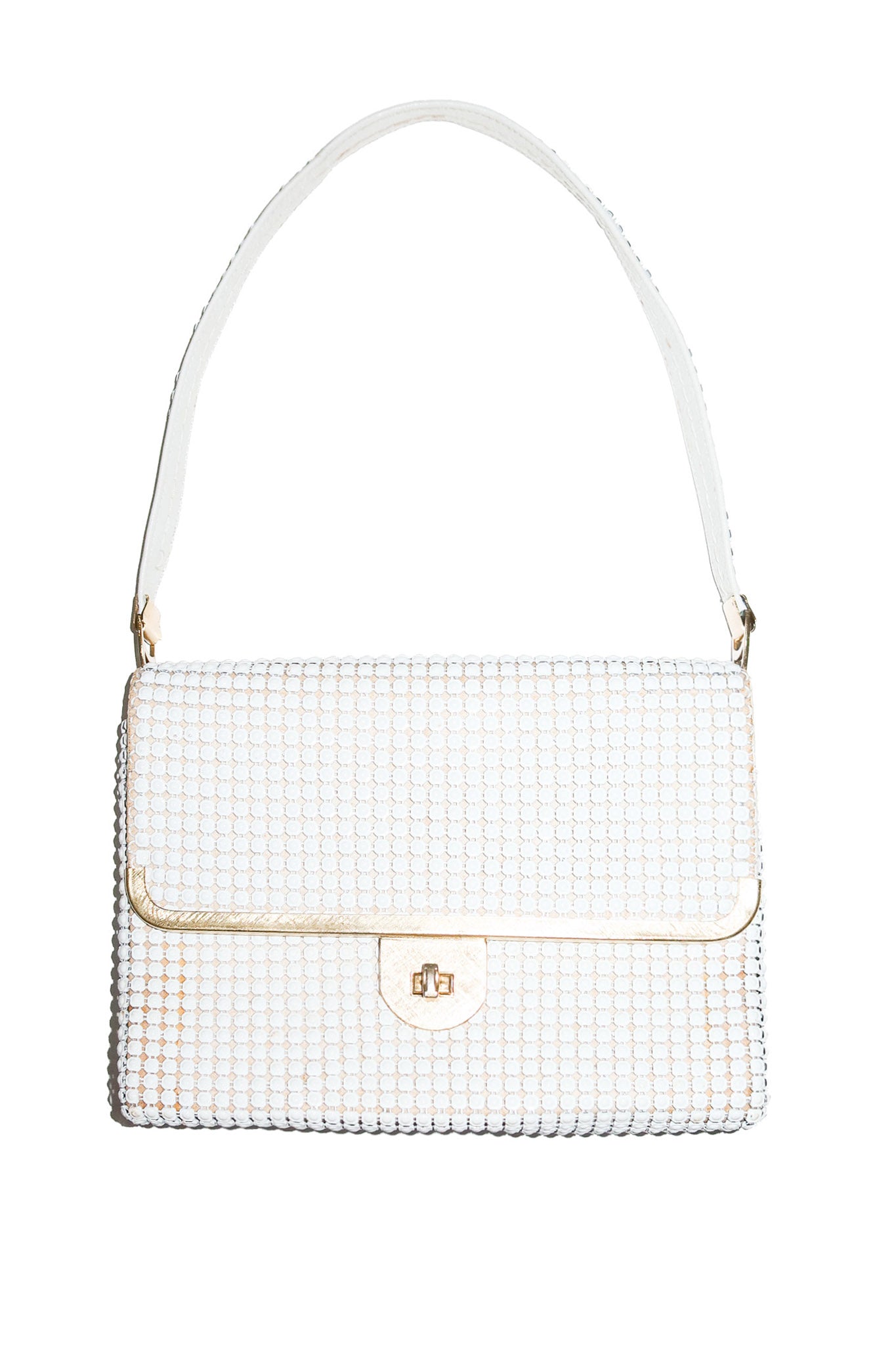 1970's oroton glomesh shoulder bag white.