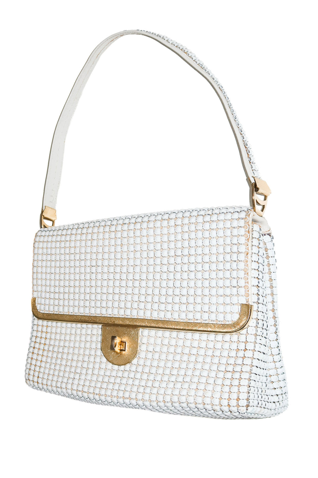 1970's oroton glomesh shoulder bag white.