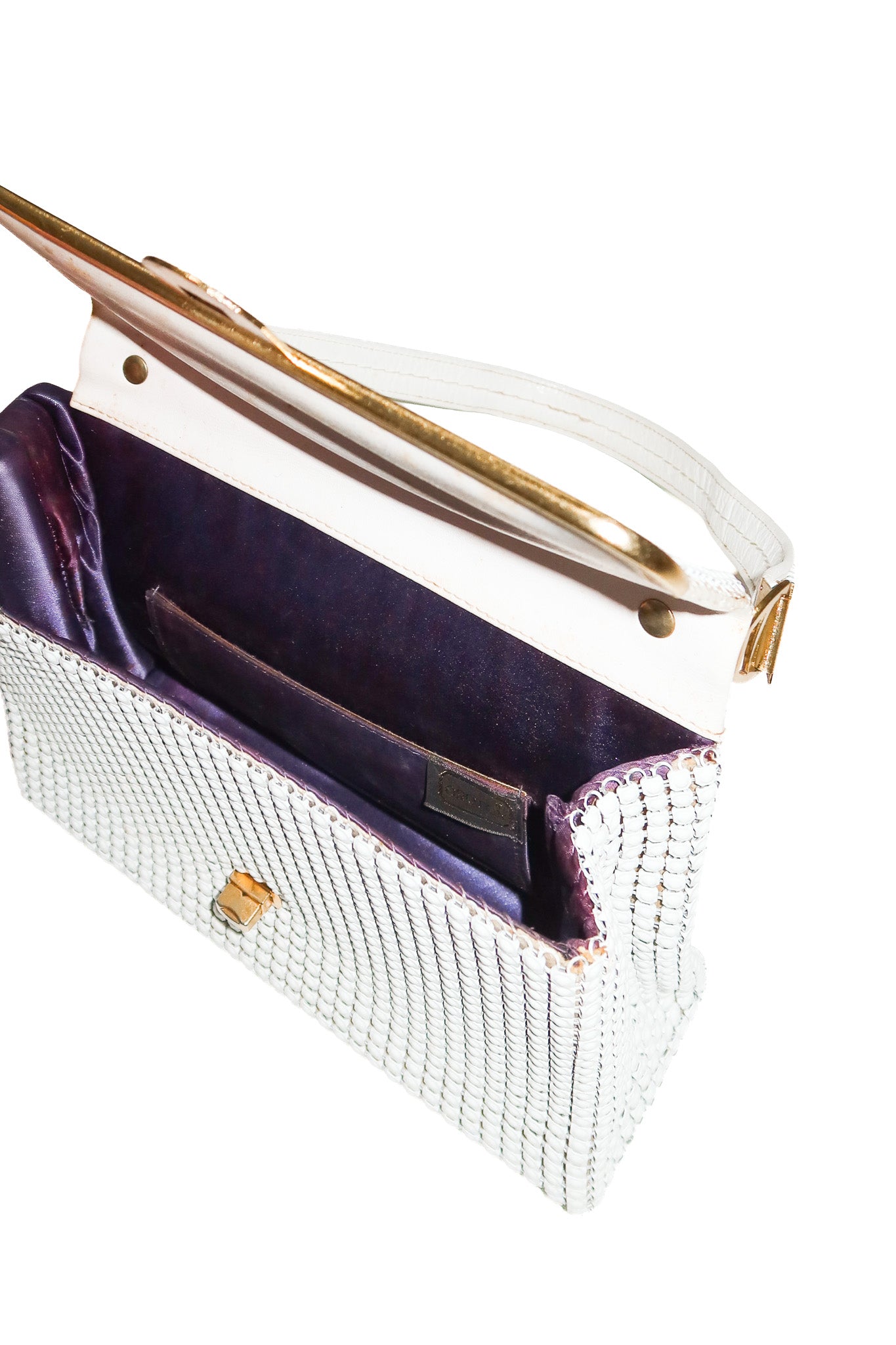 1970's oroton glomesh shoulder bag white.