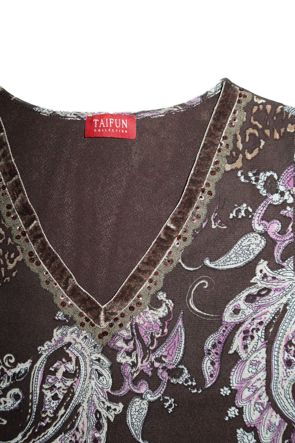 2000s taifun collection paisley embellished sleeveless top brown.