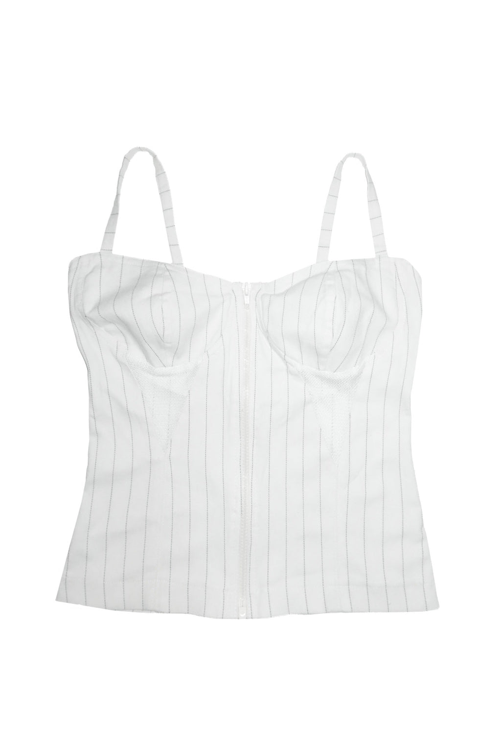 2000's with design division pinstripe corset bustier top white.