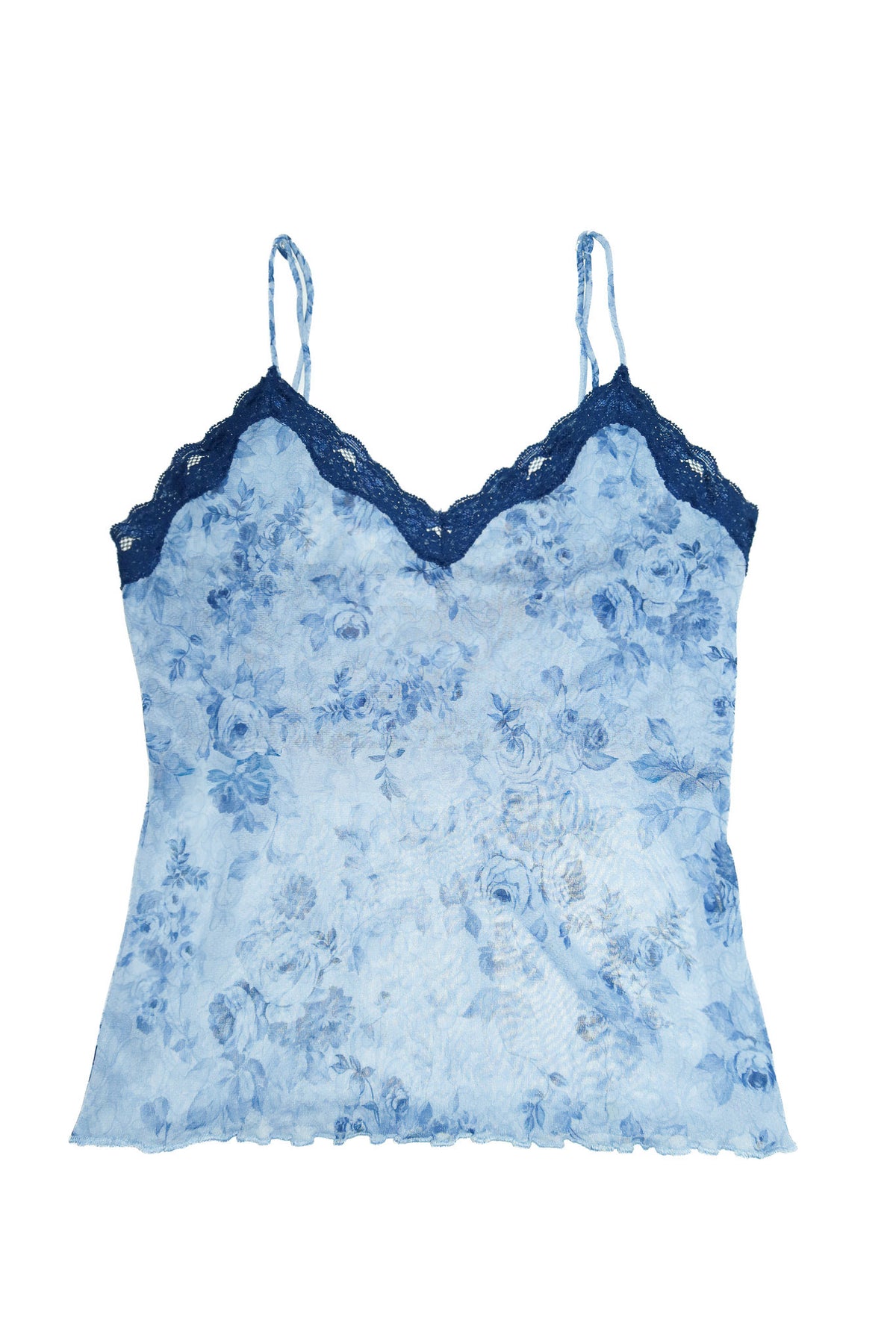 2000s cinema etoile floral mesh lace camisole blue.
