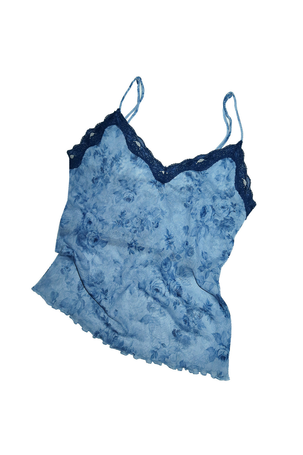 2000s cinema etoile floral mesh lace camisole blue.