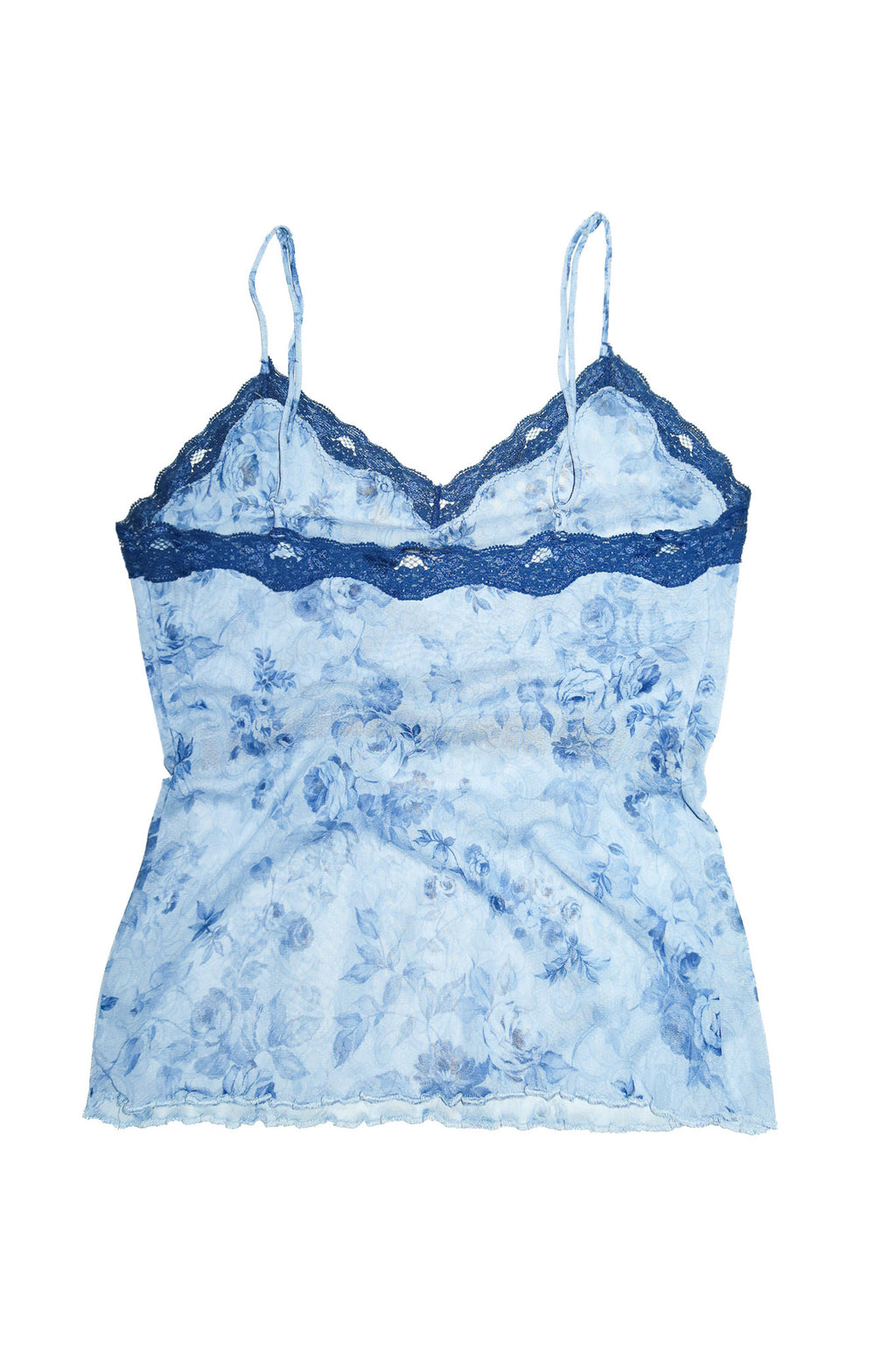 2000s cinema etoile floral mesh lace camisole blue.
