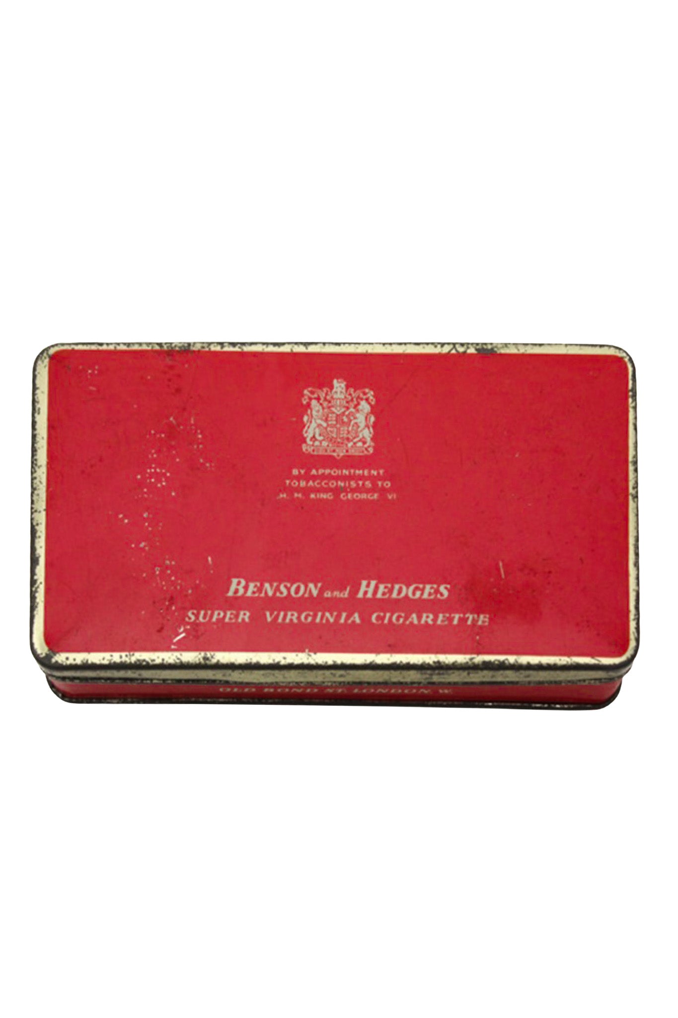vintage benson & hedges metal cigarette tin red.