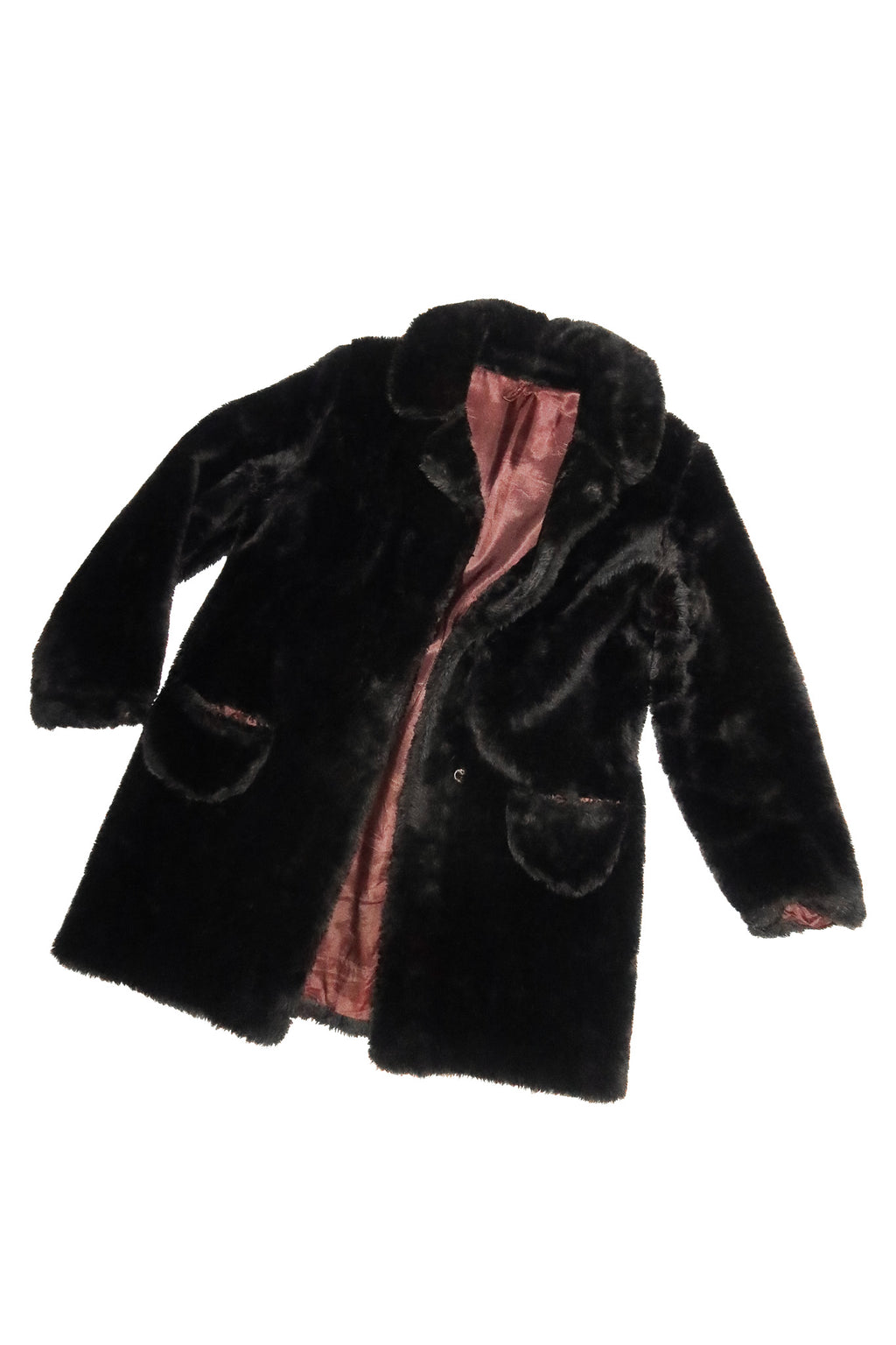 1970s saluki high pile faux fur coat brown.