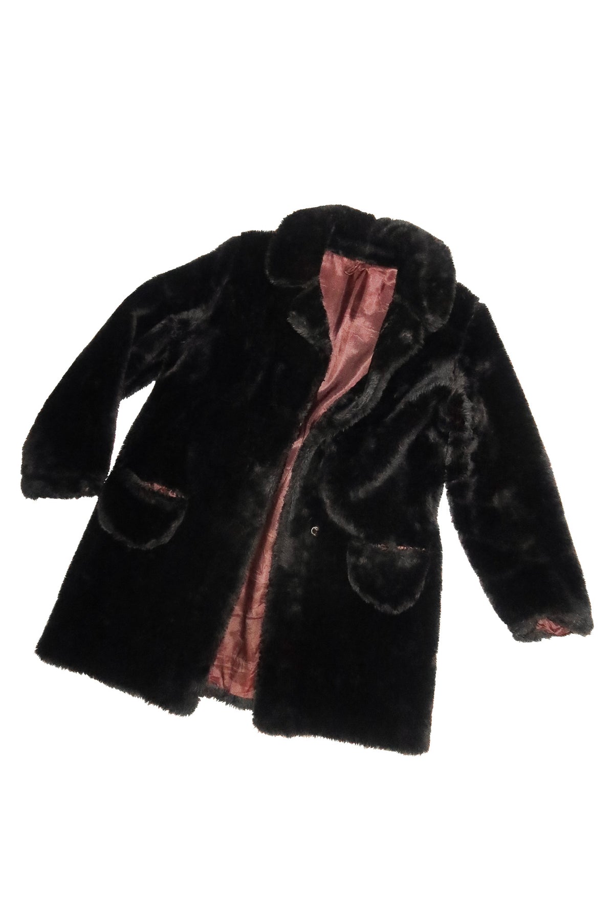 1970s saluki high pile faux fur coat brown.
