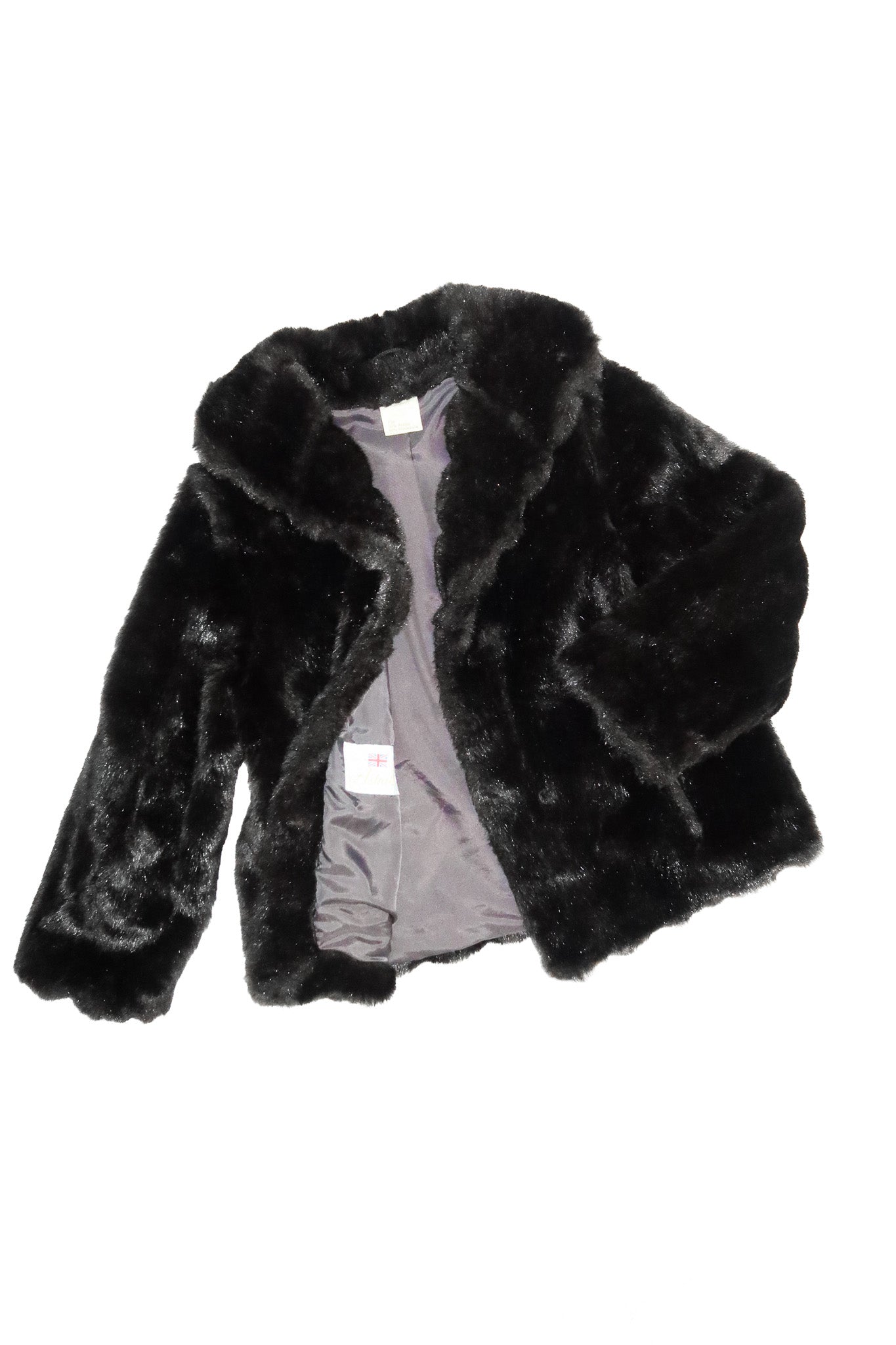 1990's astraka faux fur jacket black.