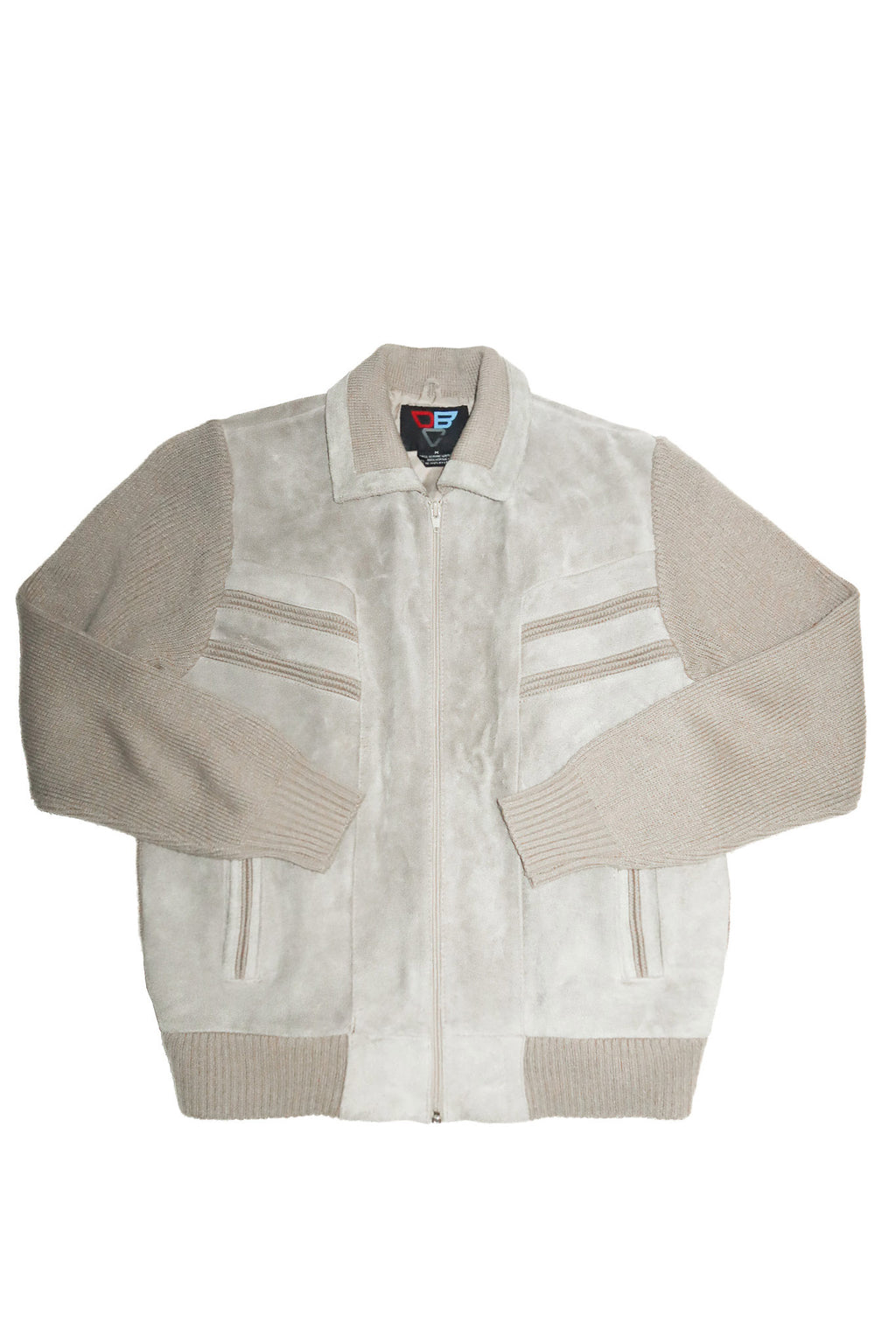 1990's dbc leather & knit zip jacket taupe.