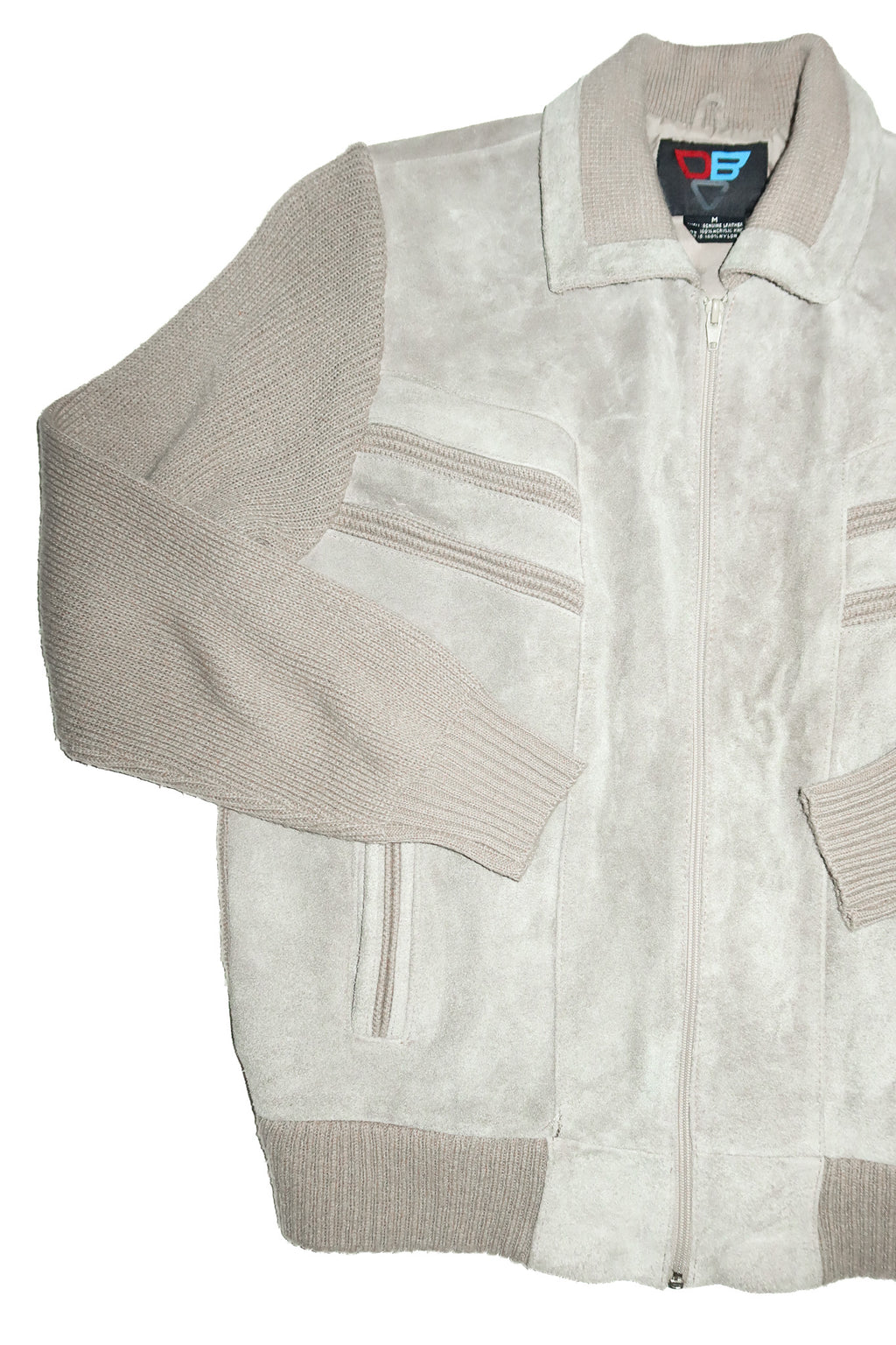 1990's dbc leather & knit zip jacket taupe.